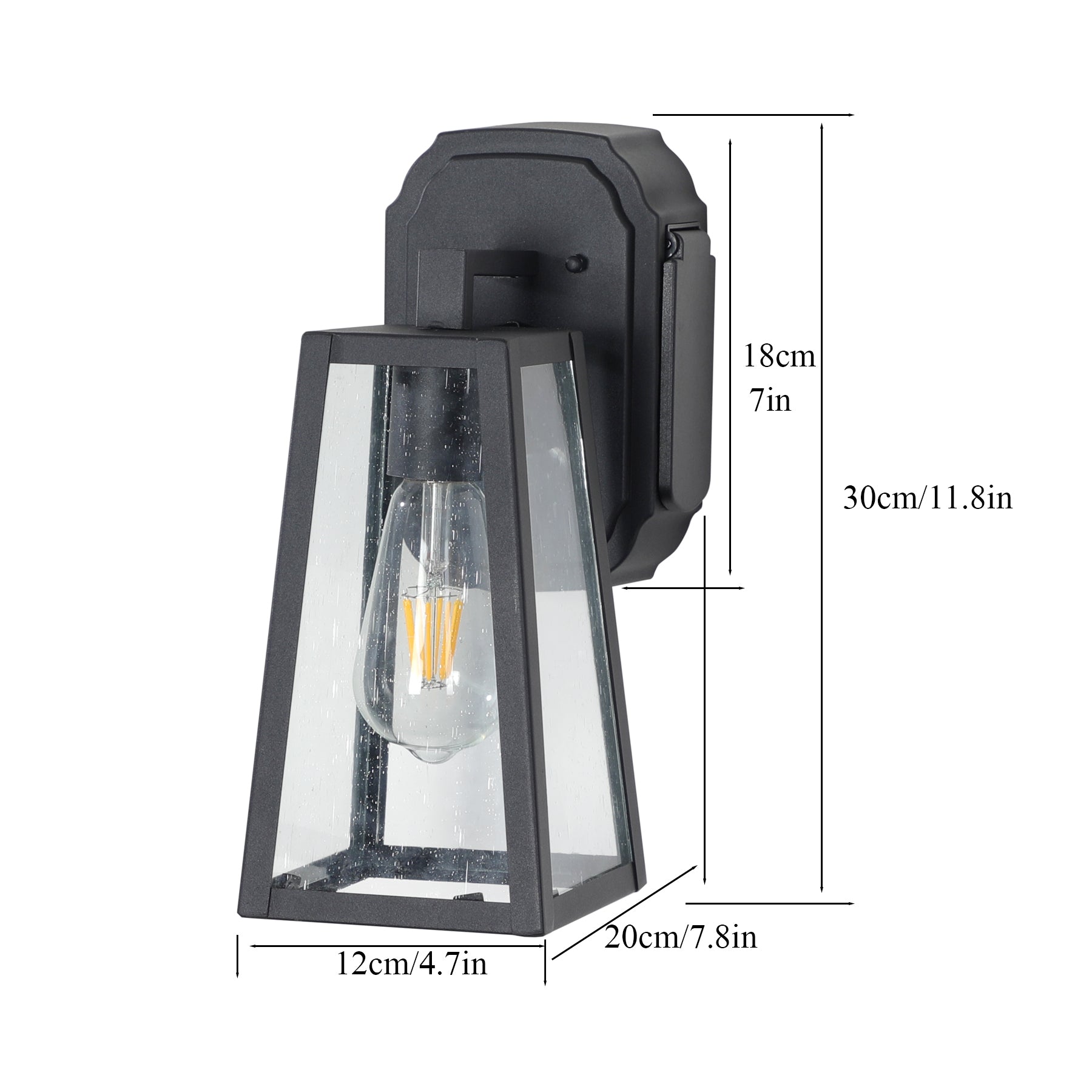 1 Light Matte Black Non Motion Sensing Outdoor