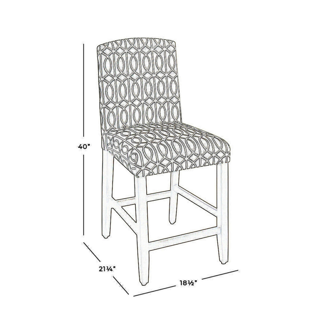 Fabric Upholstered Wooden Barstool with Trellis