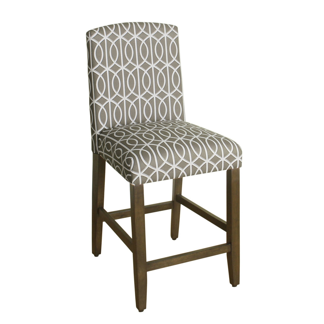 Fabric Upholstered Wooden Barstool with Trellis