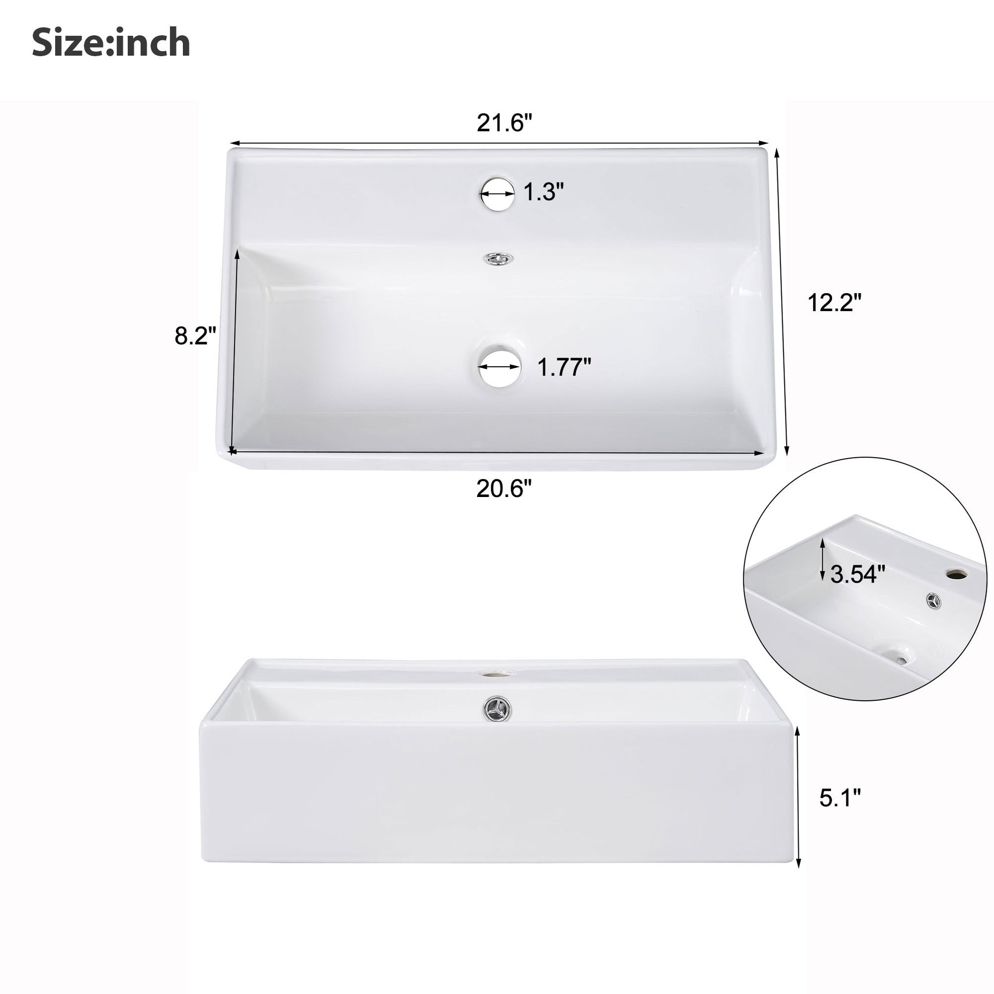 Video 21.6inch Modern Floating Bathroom Vanity with white-ceramic+mdf