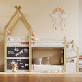 Twin over Twin House Bunk Bed with White Storage box spring not required-twin-white-bed frame-pine