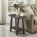 Athens Contemporary Wood Shelf Side Table in Weathered brown-wood