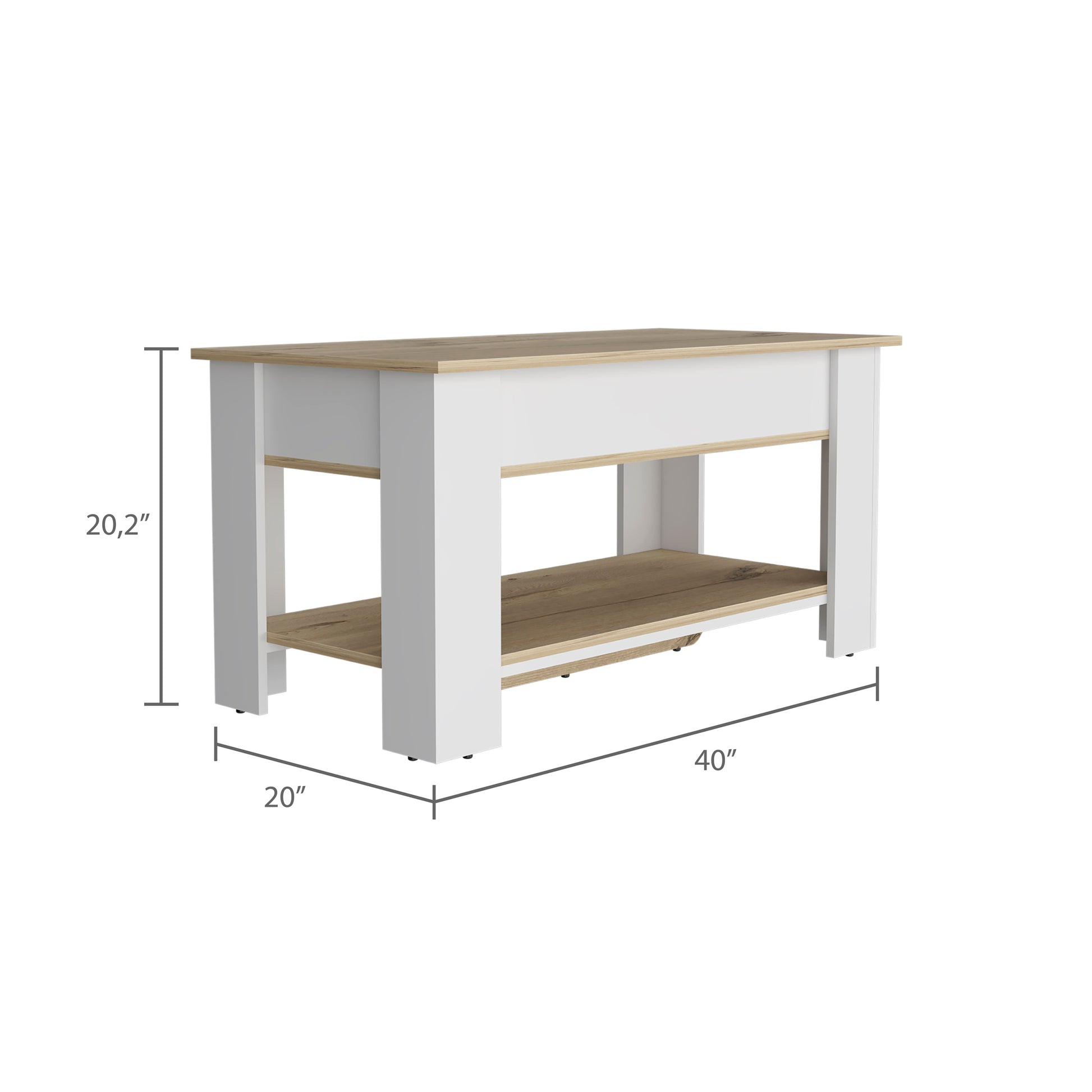 Saturn Storage Table, Four Legs, Lower Shelf, Light multicolor-particle board-particle board