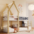 Twin over Twin House Bunk Bed with White Storage box spring not required-twin-white-bed frame-pine