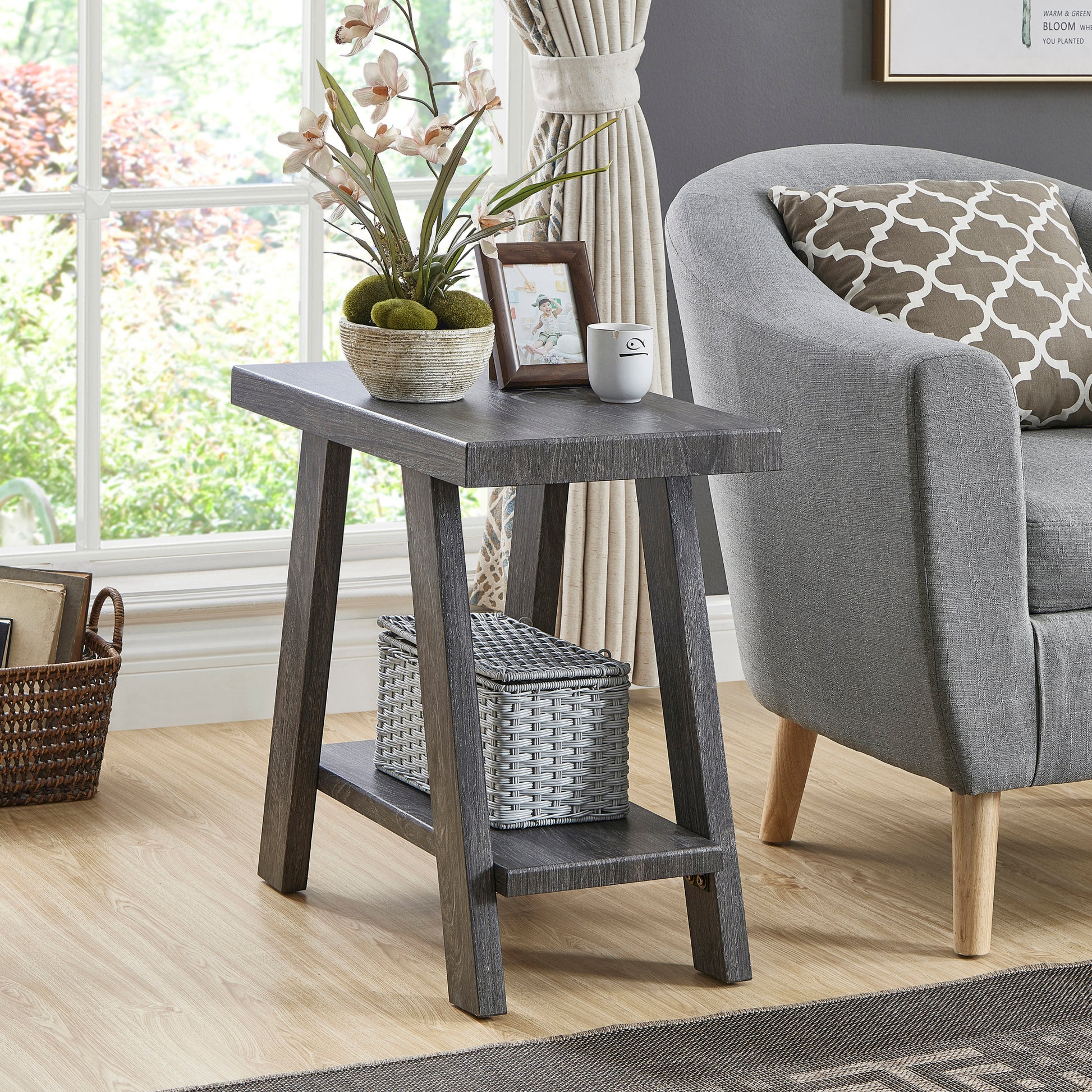 Athens Contemporary Wood Shelf Side Table in Gray gray-mdf