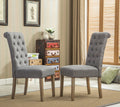 Habit Solid Wood Tufted Parsons Dining Chair, Set of gray-polyester