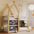 Twin over Twin House Bunk Bed with White Storage box spring not required-twin-white-bed frame-pine