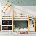 Twin over Twin House Bunk Bed with White Storage box spring not required-twin-white-bed frame-pine