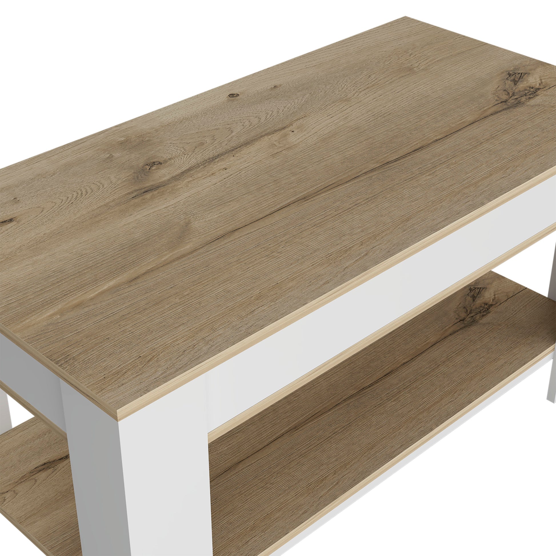 Saturn Storage Table, Four Legs, Lower Shelf, Light multicolor-particle board-particle board