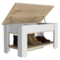 Saturn Storage Table, Four Legs, Lower Shelf, Light multicolor-particle board-particle board