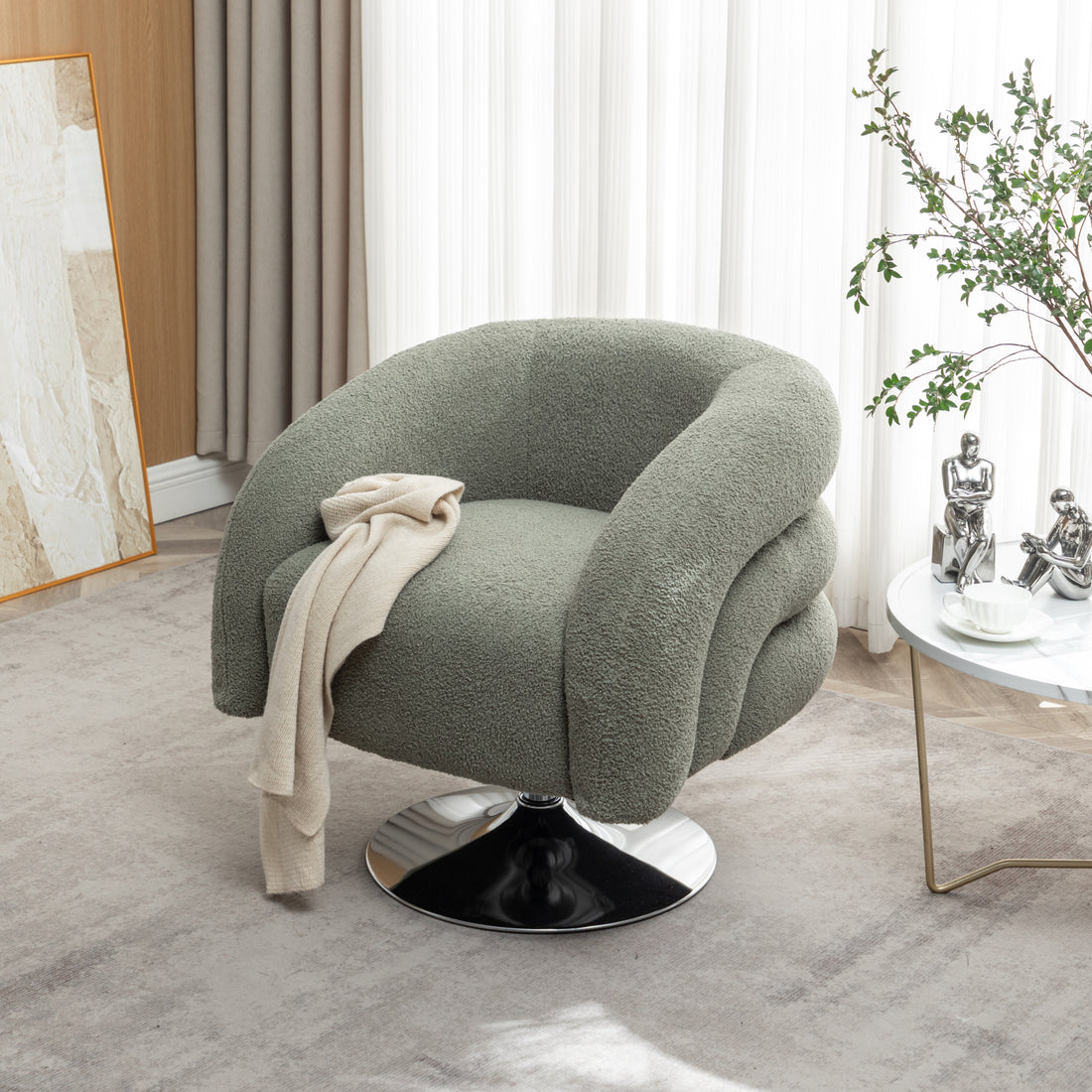 Modern Style Emerald Single Swivel Sofa Chair,