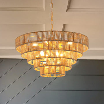 Bohemian style Woven Pendant Light 23.6 Inch Rattan wood-farmhouse-iron