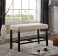 Biony Fabric Counter Height Dining Bench with Nailhead tan-polyester blend