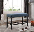 Biony Fabric Counter Height Dining Bench with Nailhead blue-polyester blend