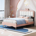 Twin size Velvet Princess Bed With Bow Knot pink-velvet