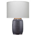 Table Lamp with Ribbed Ceramic Body and Fabric