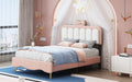 Twin size Velvet Princess Bed With Bow Knot pink-velvet