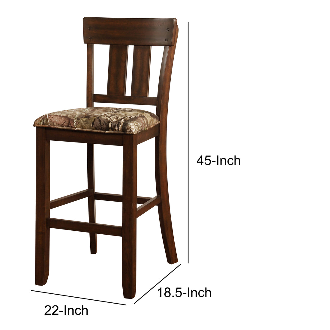 Wooden Bar Stool with Camouflage Fabric Seat,