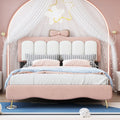 Full size Velvet Princess Bed With bow knot pink-velvet