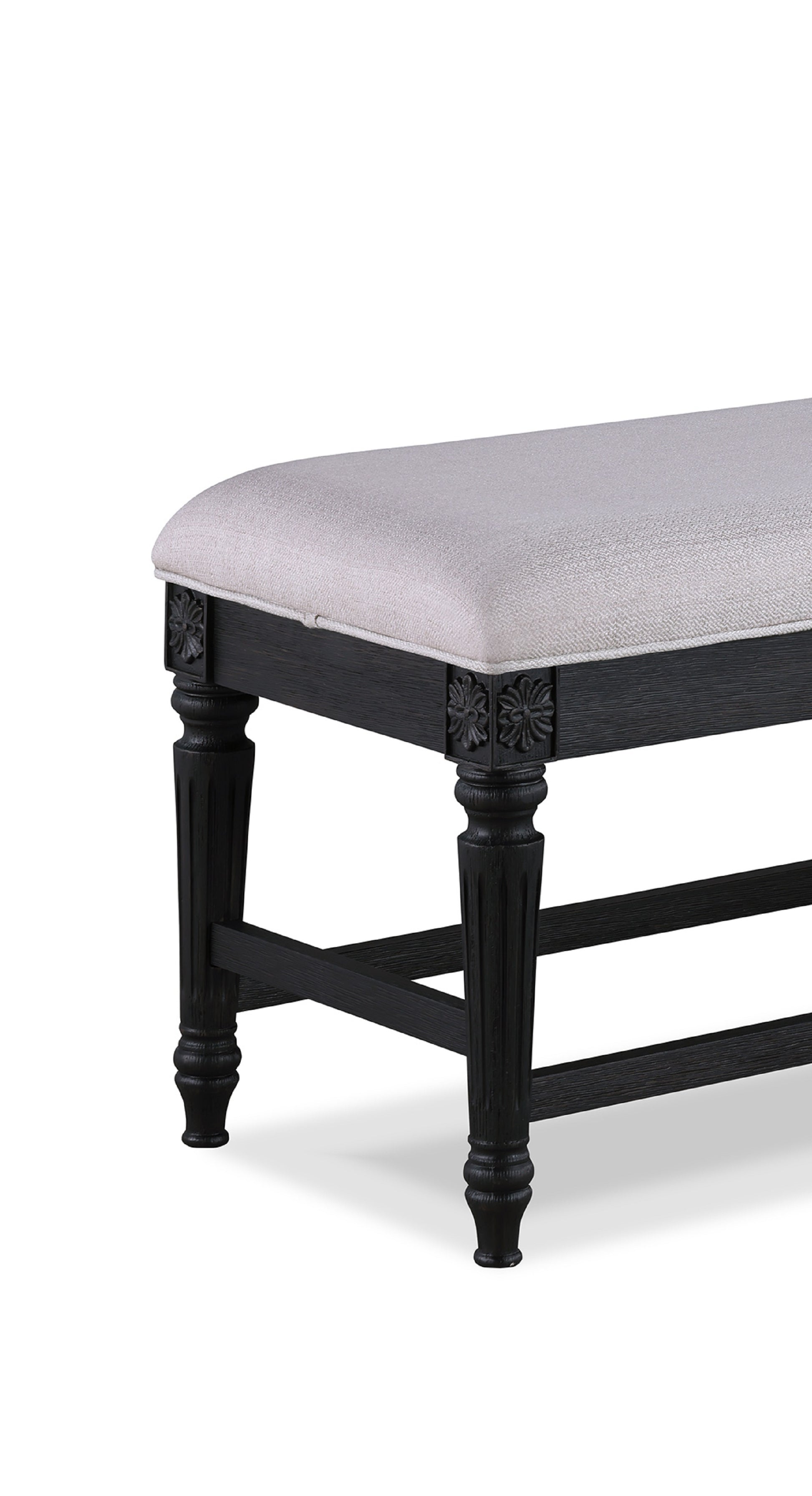 Beautiful Traditional 1pc Dark Brown Finish Bench Gray dark brown-rectangular-grey-traditional-wood