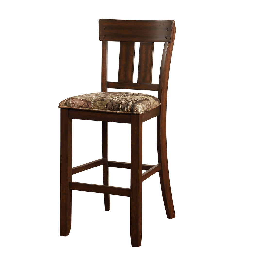 Wooden Bar Stool with Camouflage Fabric Seat,