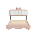 Twin size Velvet Princess Bed With Bow Knot pink-velvet