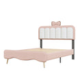 Twin size Velvet Princess Bed With Bow Knot pink-velvet