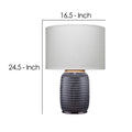 Table Lamp with Ribbed Ceramic Body and Fabric