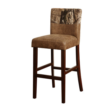 Dual Tone Fabric Upholstered Wooden Bar Stool,