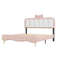 Full size Velvet Princess Bed With bow knot pink-velvet