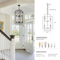 8 Lights Lantern Tiered Pendant Light Fixtures black-farmhouse-iron