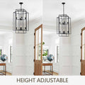 8 Lights Lantern Tiered Pendant Light Fixtures black-farmhouse-iron