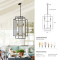 8 Lights Lantern Tiered Pendant Light Fixtures gold-farmhouse-iron