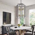 8 Lights Lantern Tiered Pendant Light Fixtures gold-farmhouse-iron