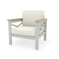 Set of 2, Acacia Wood Outdoor Lounge Chair beige+grey-seats 2-acacia wood