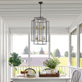 8 Lights Lantern Tiered Pendant Light Fixtures gold-farmhouse-iron