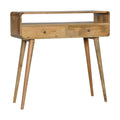 Curved Oak Ish Console Table - Oak Solid Wood