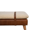 Boucle Buffalo Hide Leather Bench - Chestnut