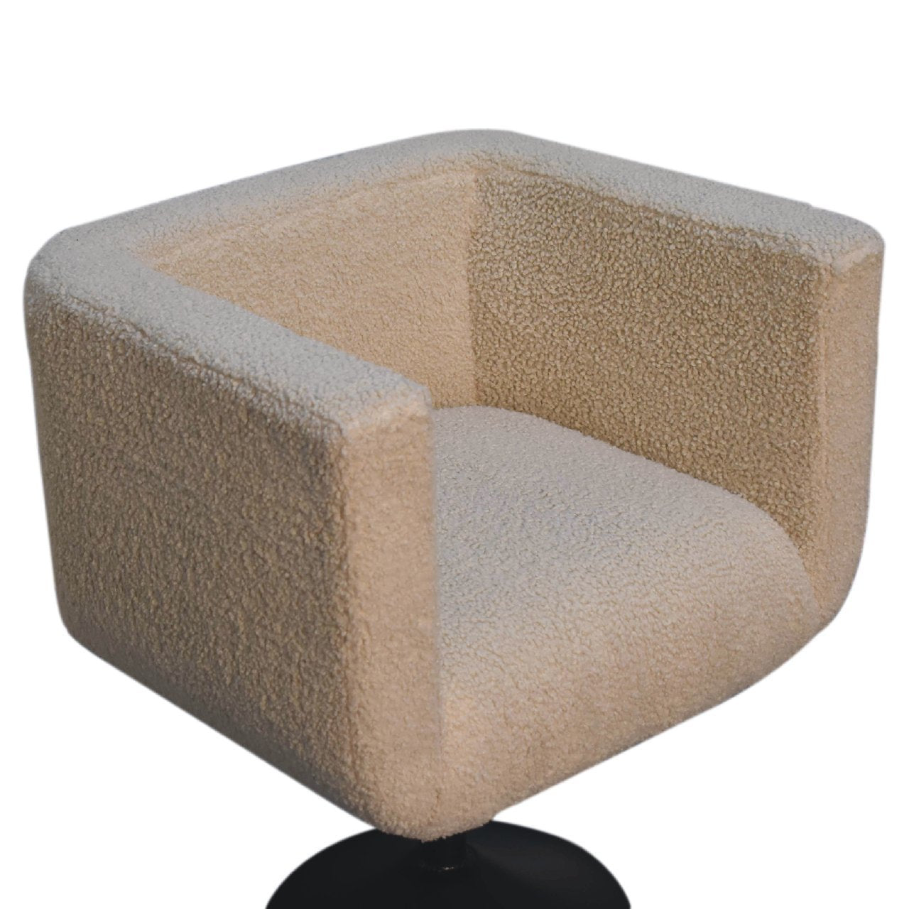 Cream Boucle Swivel Chair - Cream Foam Wood