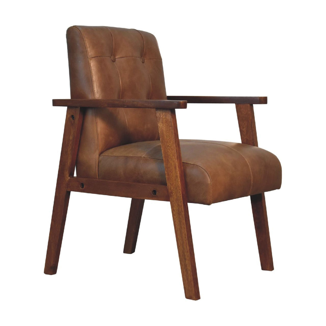 Brown Buffalo Leather Chair - Chestnut Leather