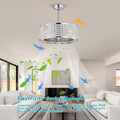 Crystal Caged Ceiling Fan with Lights Remote Control chrome-american