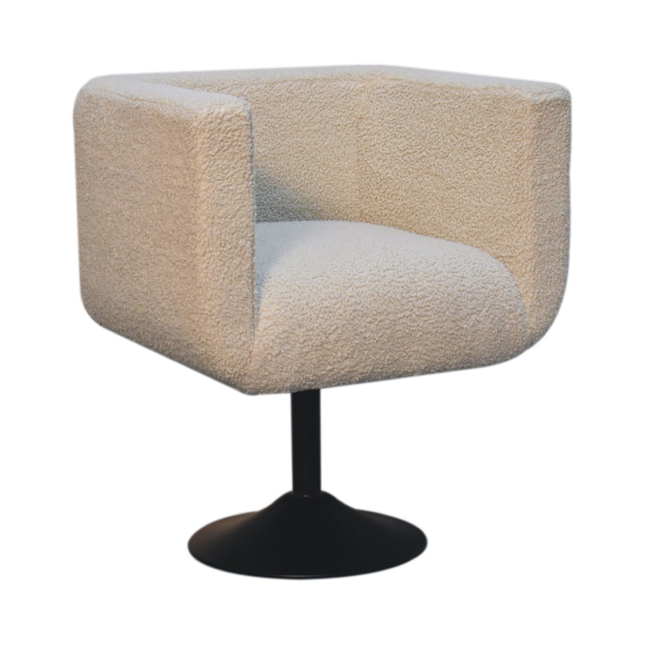 Cream Boucle Swivel Chair - Cream Foam Wood