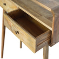 Curved Oak Ish Console Table - Oak Solid Wood