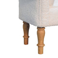 White Boucle Bedroom Bench - Cream Foam Wood