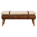 Boucle Buffalo Hide Leather Bench - Chestnut