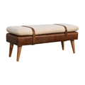 Boucle Buffalo Hide Leather Bench - Chestnut