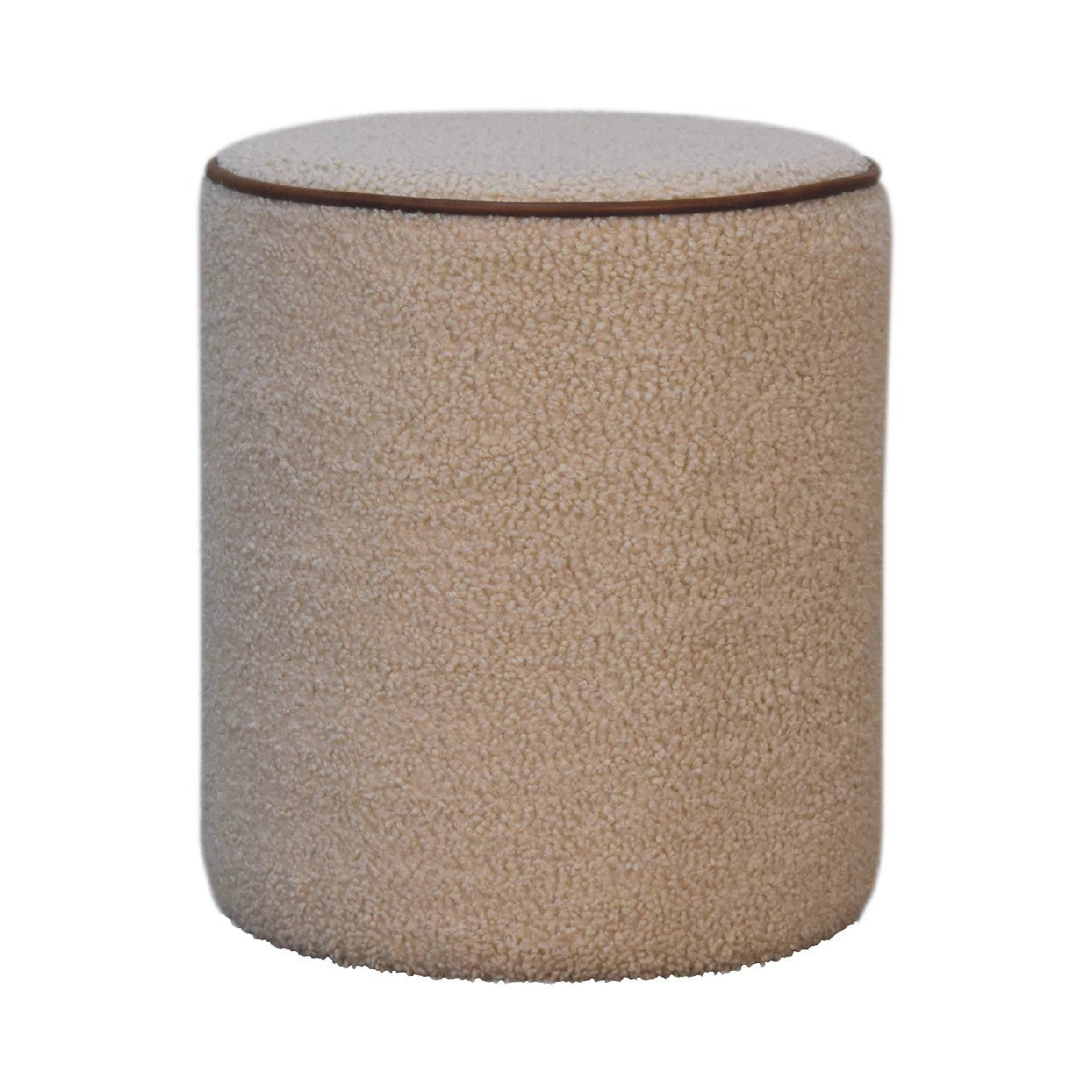 Serenity Round Footstool - Cream Foam Wood Fabric