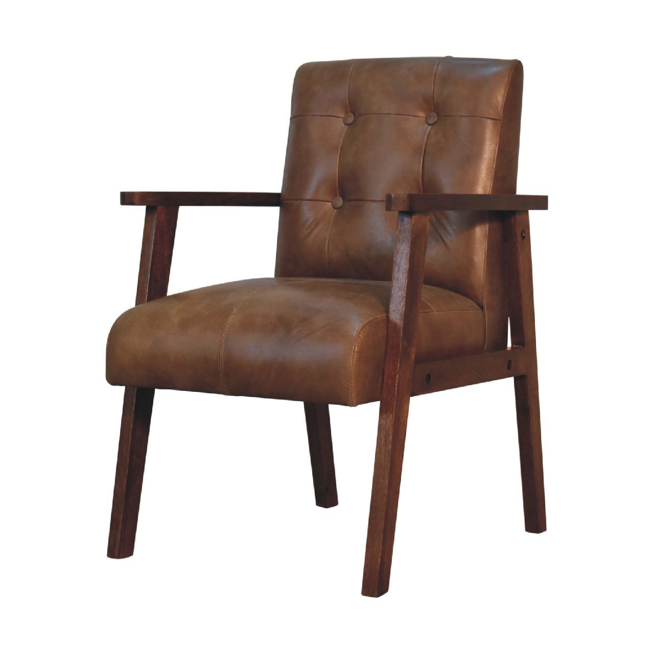 Brown Buffalo Leather Chair - Chestnut Leather
