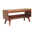 Chestnut Bench With Brown Leather Seatpad -