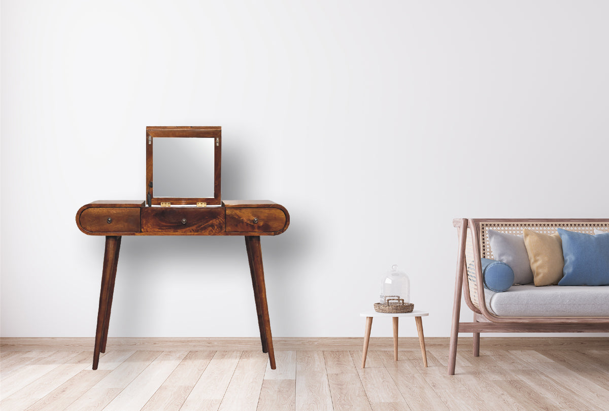 Chestnut Mirror Dressing Table - Chestnut Solid